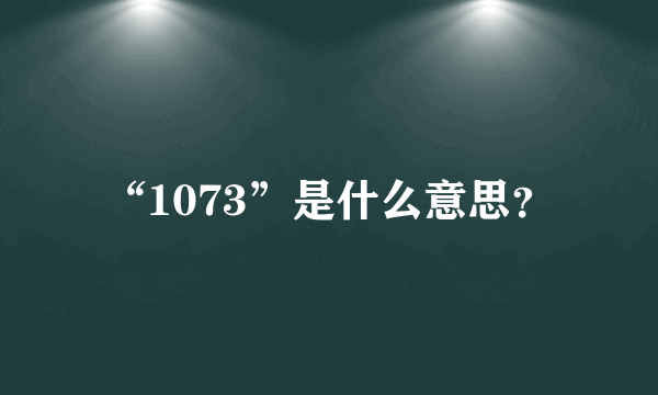 “1073”是什么意思？