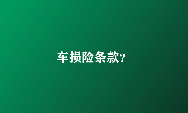 车损险条款？