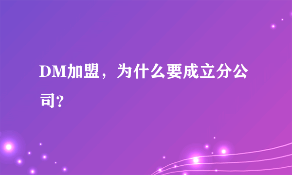 DM加盟，为什么要成立分公司？