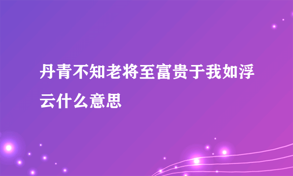 丹青不知老将至富贵于我如浮云什么意思