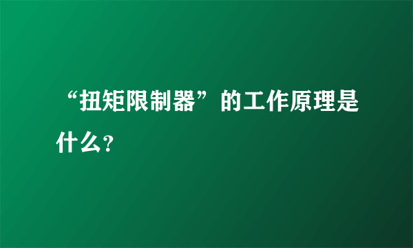 “扭矩限制器”的工作原理是什么？