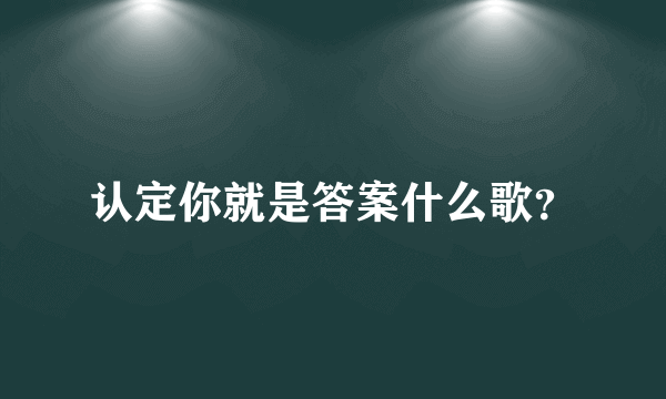 认定你就是答案什么歌？