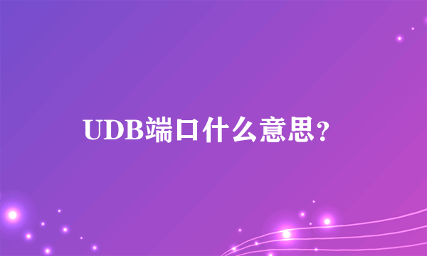 UDB端口什么意思？