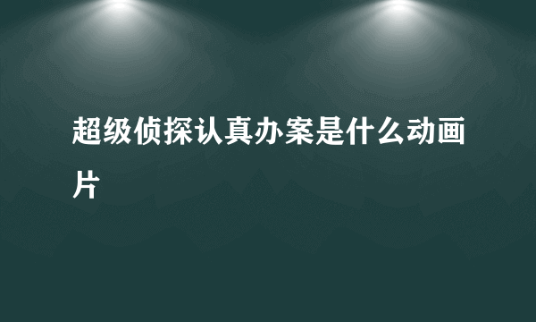 超级侦探认真办案是什么动画片