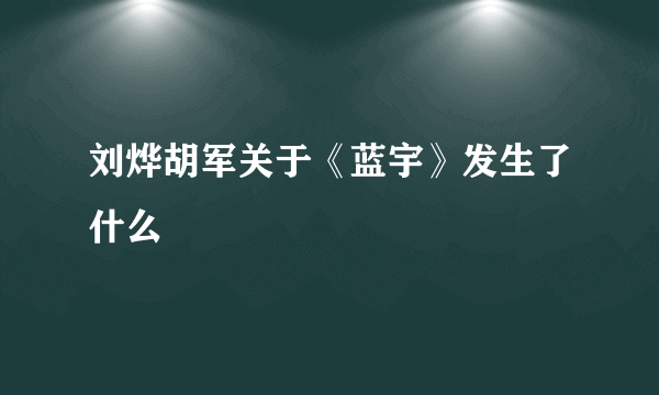 刘烨胡军关于《蓝宇》发生了什么