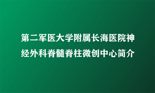 第二军医大学附属长海医院神经外科脊髓脊柱微创中心简介