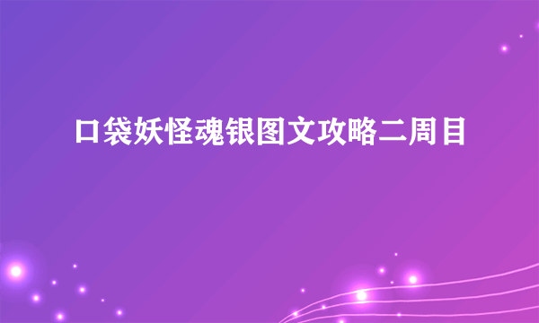 口袋妖怪魂银图文攻略二周目