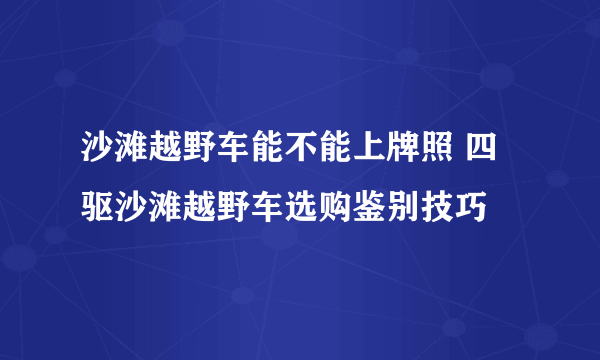 沙滩越野车能不能上牌照 四驱沙滩越野车选购鉴别技巧