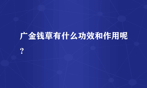 广金钱草有什么功效和作用呢？