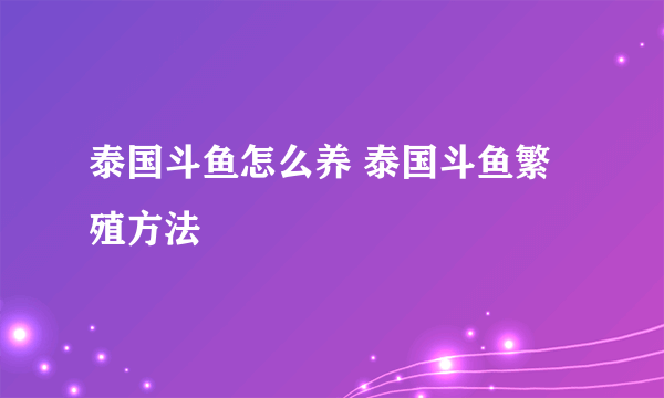 泰国斗鱼怎么养 泰国斗鱼繁殖方法