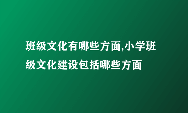 班级文化有哪些方面,小学班级文化建设包括哪些方面