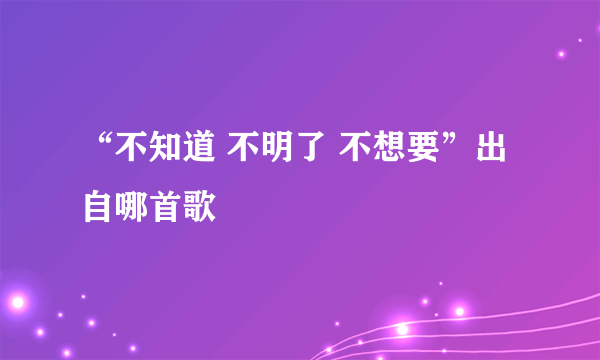 “不知道 不明了 不想要”出自哪首歌