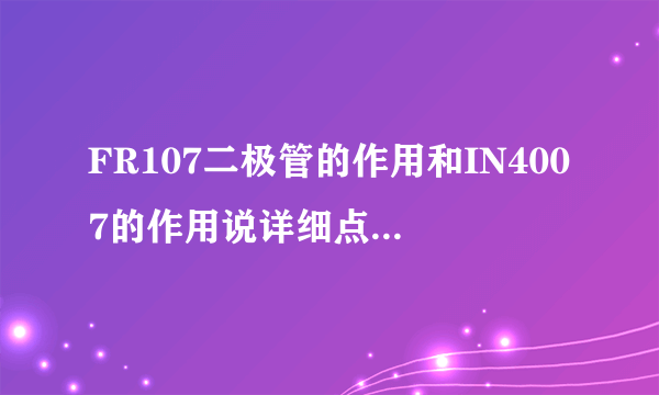 FR107二极管的作用和IN4007的作用说详细点我是个新手还不大懂