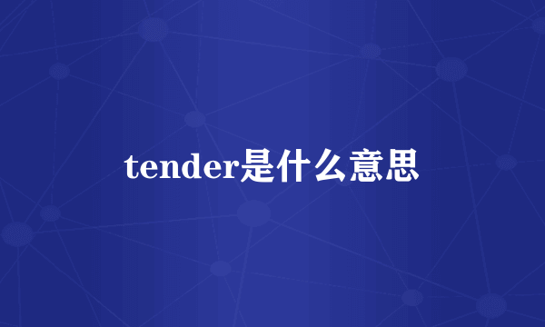 tender是什么意思