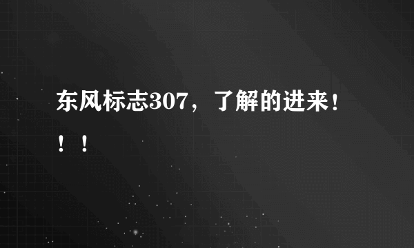 东风标志307，了解的进来！！！