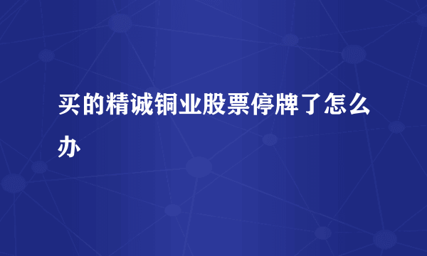 买的精诚铜业股票停牌了怎么办