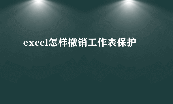 excel怎样撤销工作表保护