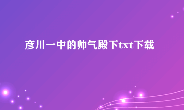 彦川一中的帅气殿下txt下载