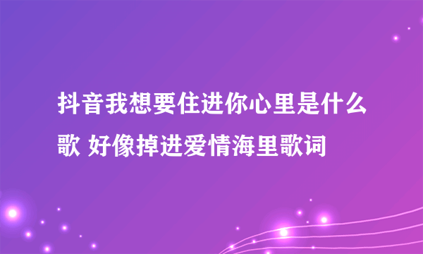 抖音我想要住进你心里是什么歌 好像掉进爱情海里歌词