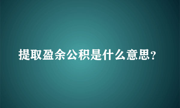 提取盈余公积是什么意思？