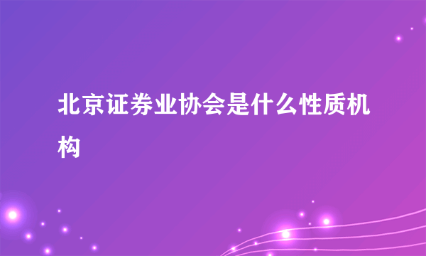 北京证券业协会是什么性质机构