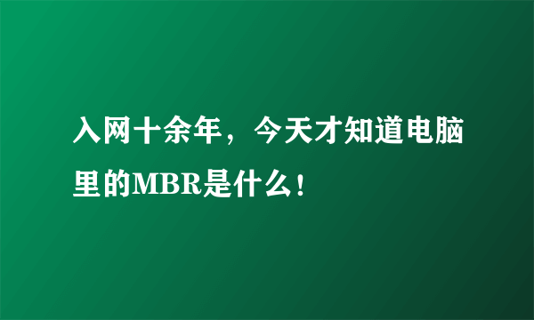 入网十余年，今天才知道电脑里的MBR是什么！