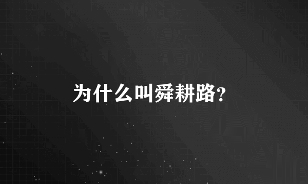 为什么叫舜耕路？