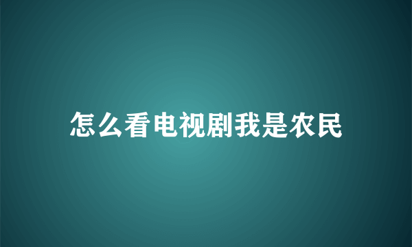 怎么看电视剧我是农民