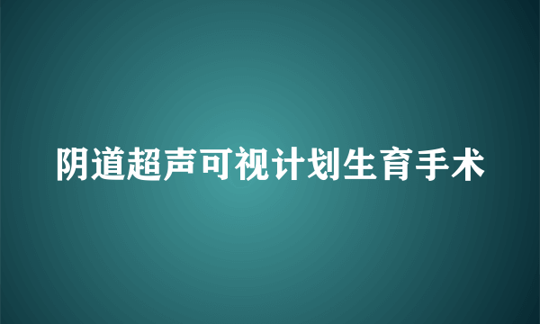 阴道超声可视计划生育手术