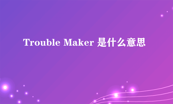 Trouble Maker 是什么意思