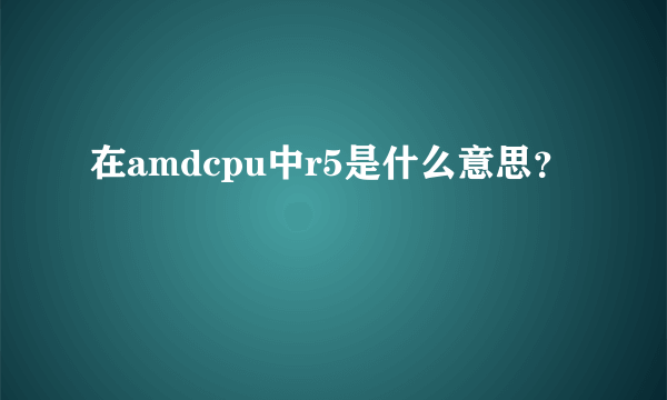 在amdcpu中r5是什么意思？