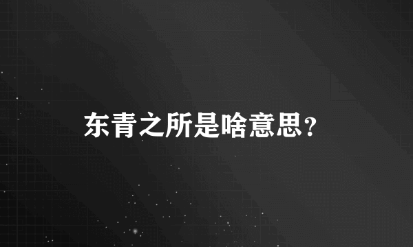 东青之所是啥意思？