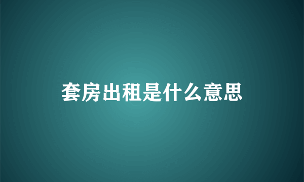 套房出租是什么意思