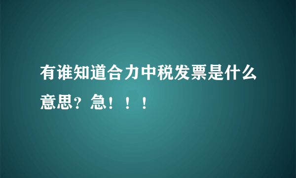 有谁知道合力中税发票是什么意思？急！！！