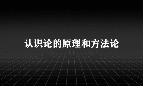 认识论的原理和方法论