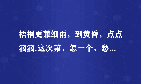 梧桐更兼细雨，到黄昏，点点滴滴.这次第，怎一个，愁字了得，什么意思