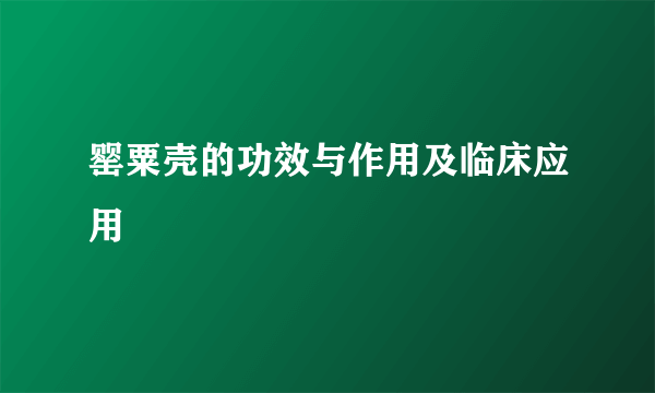 罂粟壳的功效与作用及临床应用