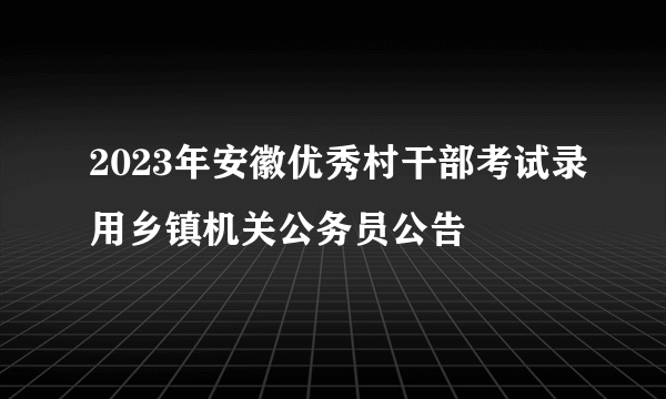 2023年安徽优秀村干部考试录用乡镇机关公务员公告