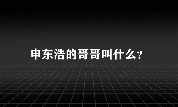 申东浩的哥哥叫什么？