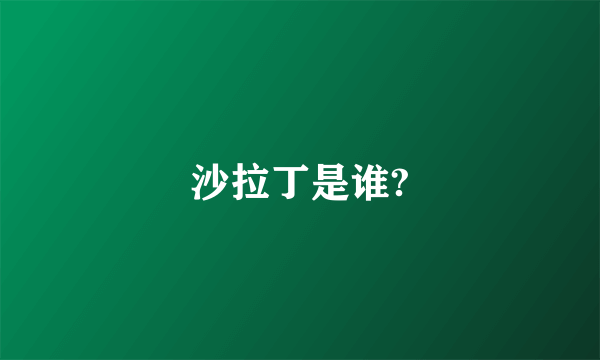 沙拉丁是谁?