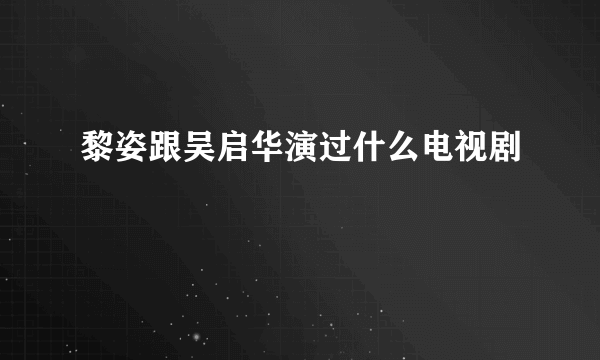 黎姿跟吴启华演过什么电视剧