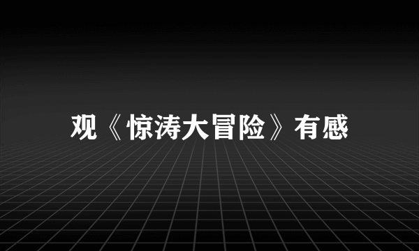 观《惊涛大冒险》有感