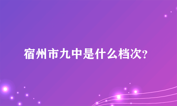 宿州市九中是什么档次？