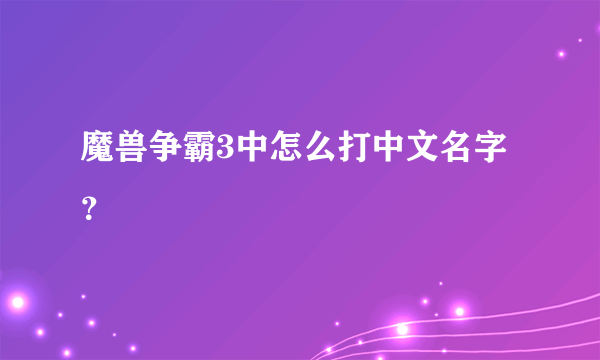 魔兽争霸3中怎么打中文名字？