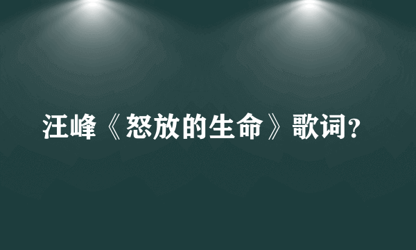 汪峰《怒放的生命》歌词？