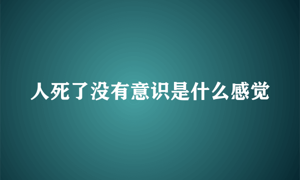 人死了没有意识是什么感觉