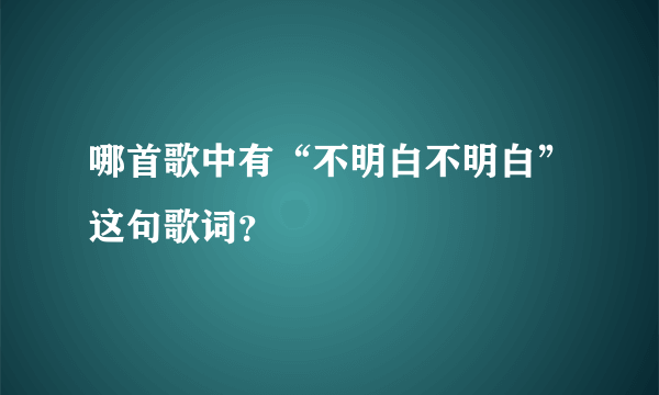 哪首歌中有“不明白不明白”这句歌词？