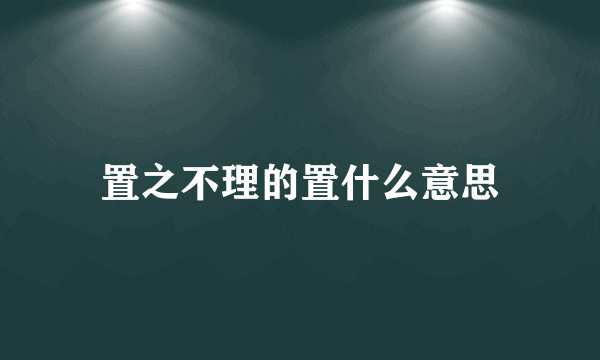 置之不理的置什么意思