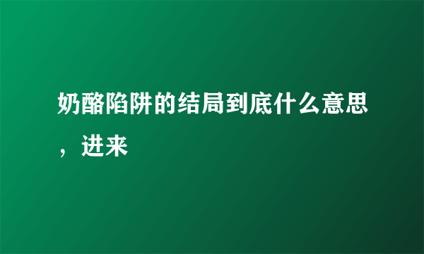 奶酪陷阱的结局到底什么意思，进来