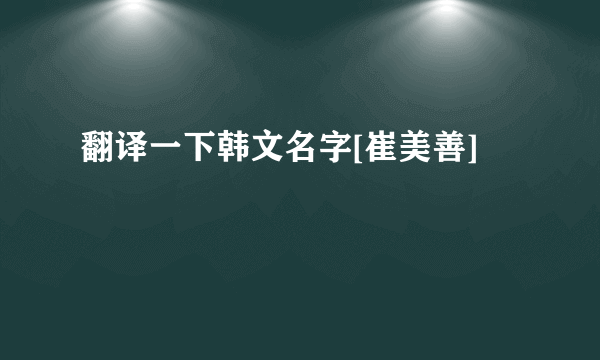 翻译一下韩文名字[崔美善]